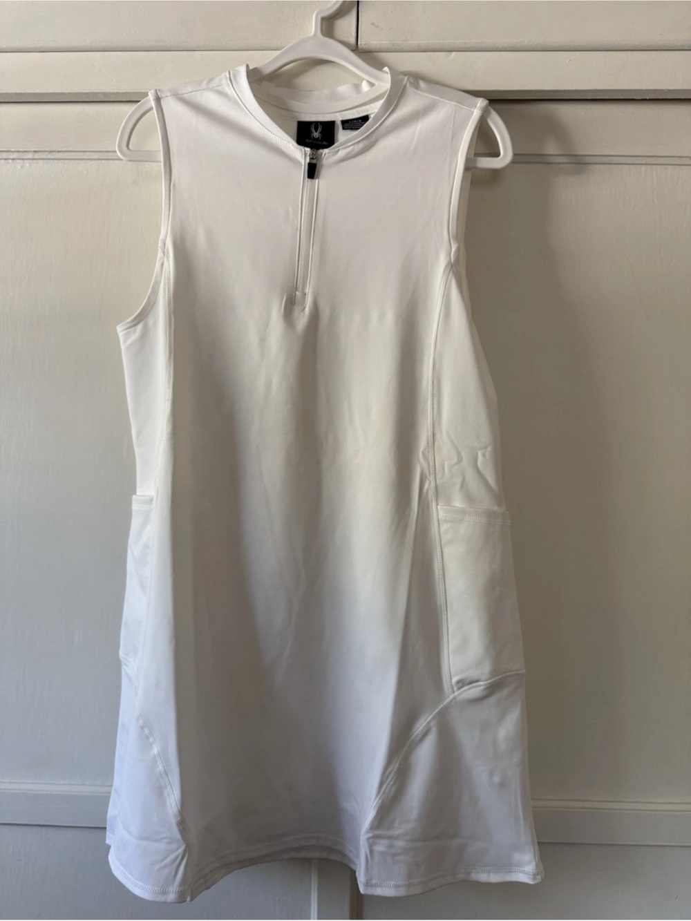 Spyder Sleeveless White Zip-Front Mini Dress Sz L